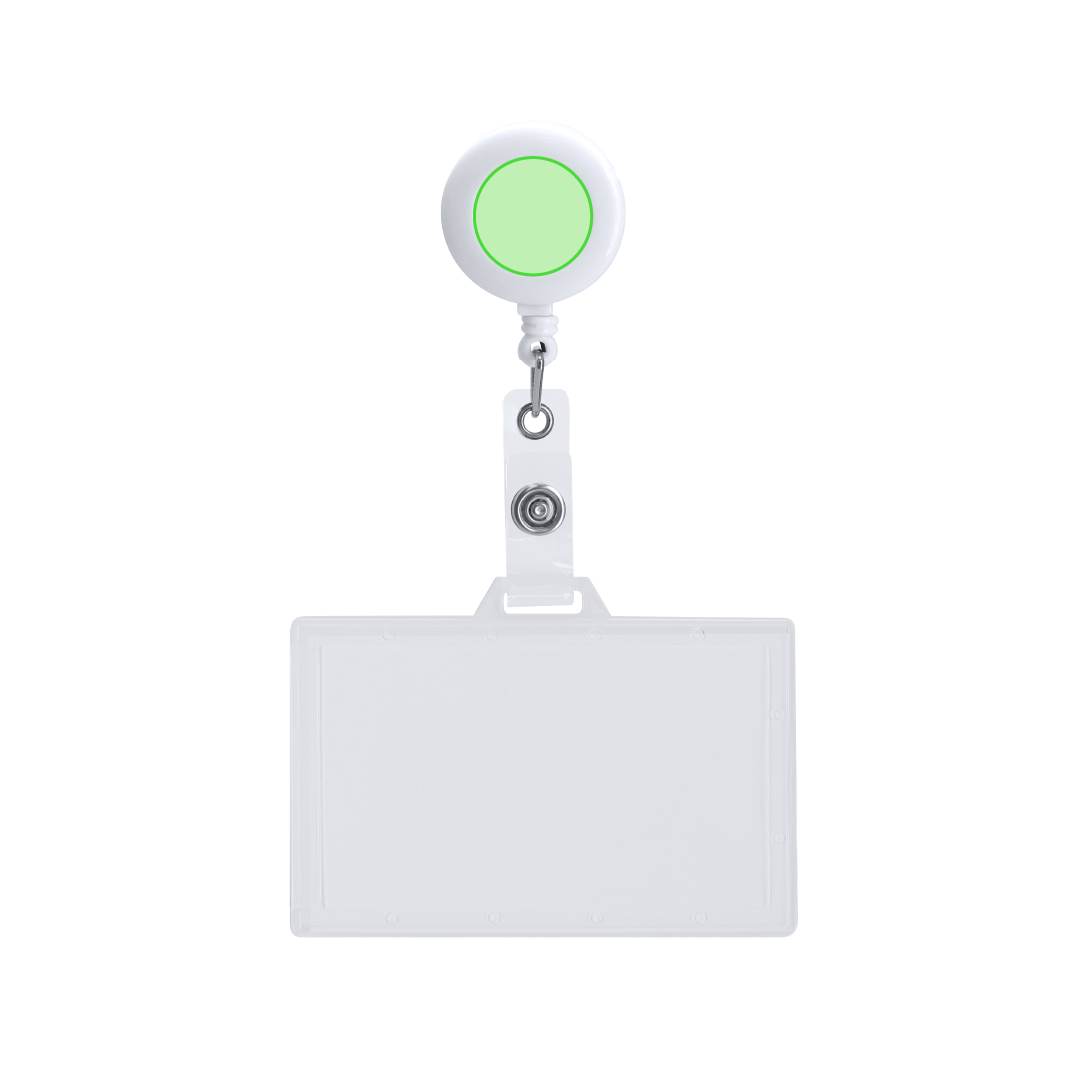 Identificador lanyard extensible con portatarjetas PS rígido transparente y cuerda extensible hasta 70 cm