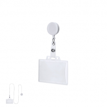 Identificador lanyard extensible con portatarjetas PS rígido transparente y cuerda extensible hasta 70 cm