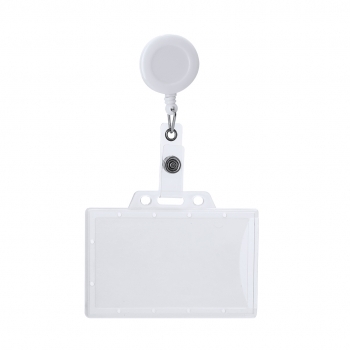Identificador lanyard extensible con portatarjetas PS rígido transparente y cuerda extensible hasta 70 cm