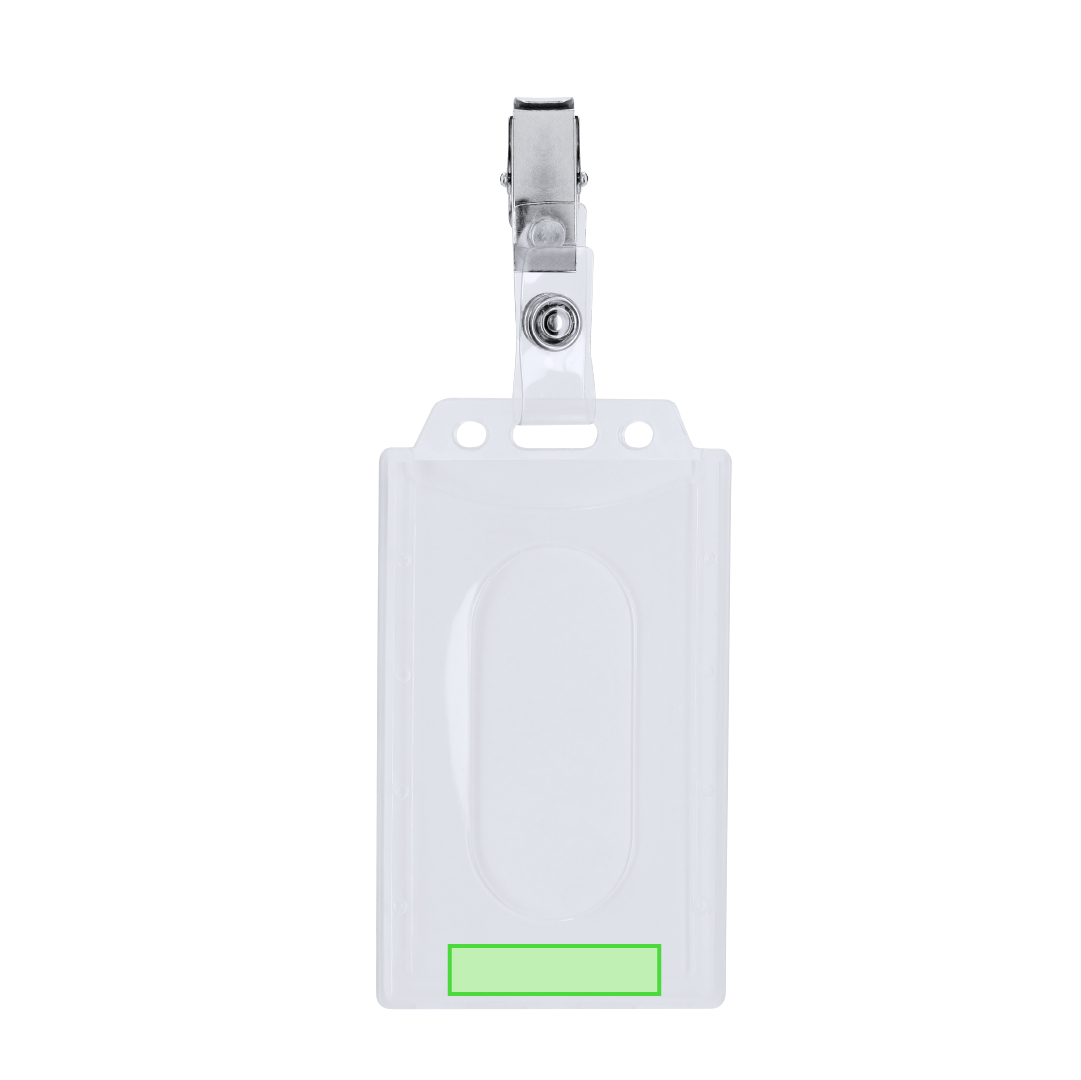Identificador de PS rígido vertical con pinza metálica para colgar y mostrar la identificación