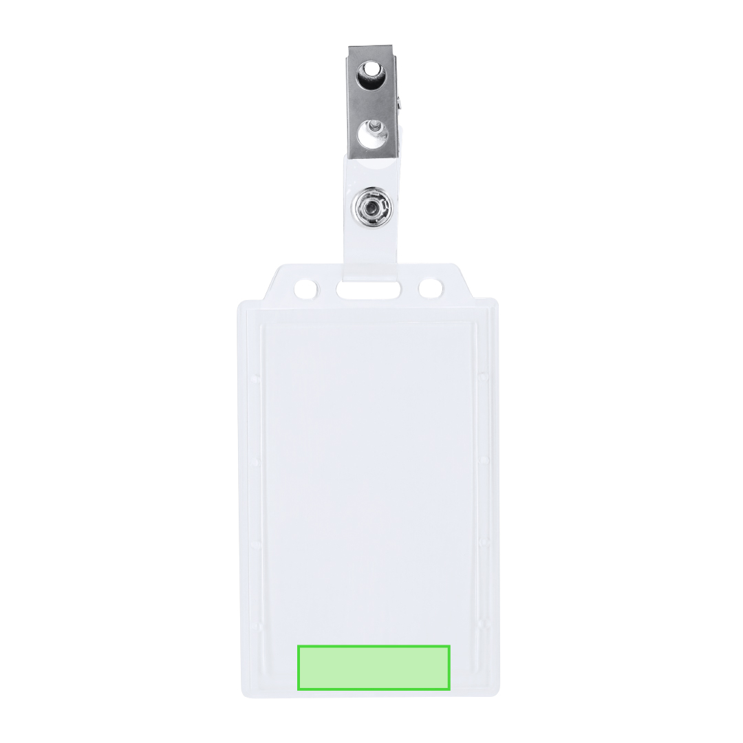 Identificador de PS rígido vertical con pinza metálica para colgar y mostrar la identificación