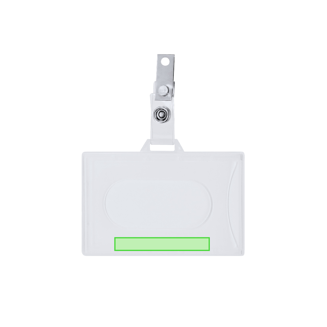 Identificador de PS rígido horizontal con pinza metálica para colgar y mostrar la identificación