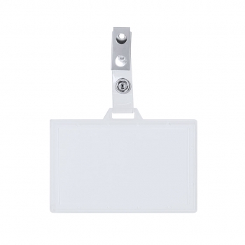 Identificador de PS rígido horizontal con pinza metálica para colgar y mostrar la identificación