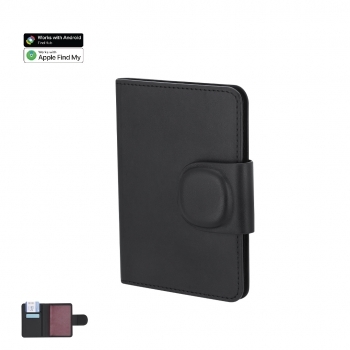 Funda de pasaporte inteligente de PU con localizador dual Apple Find My y Android Find Hub