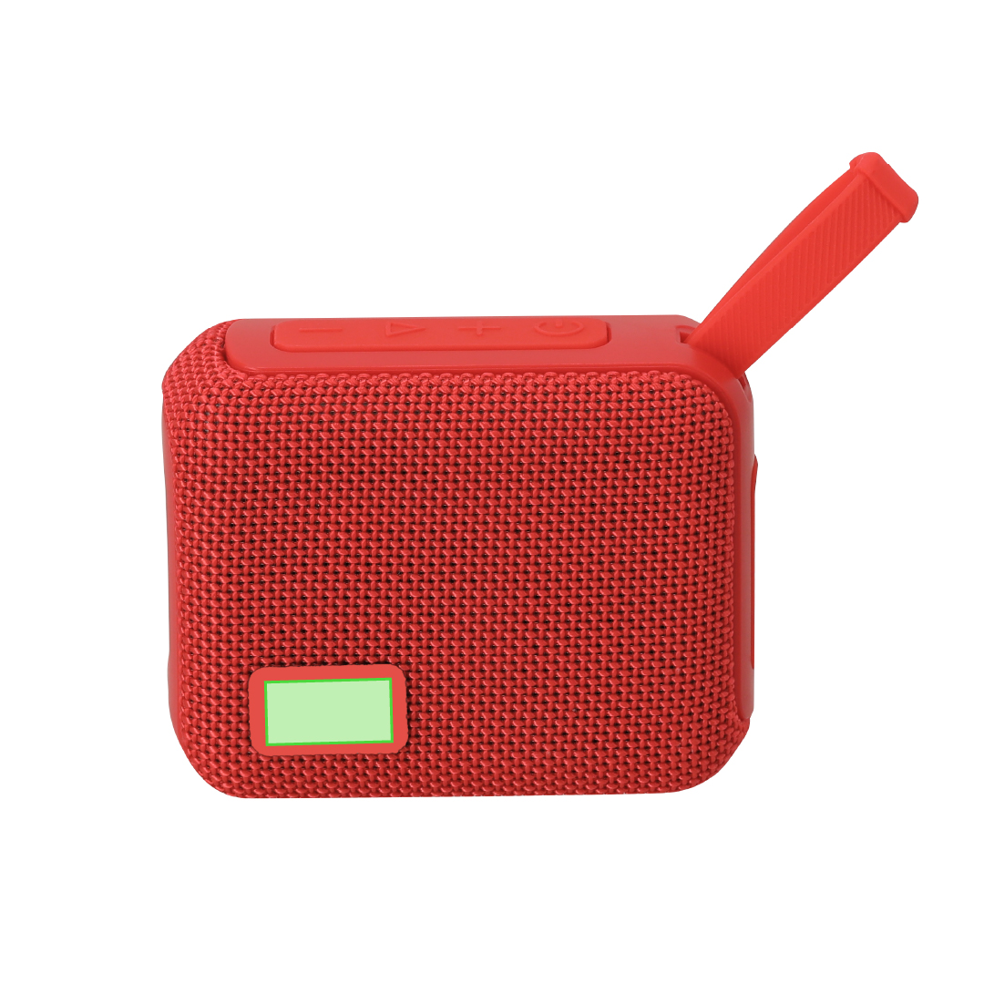 Altavoz estéreo Bluetooth 5W con malla RPET, radio FM, tarjeta SD 32GB, micrófono y correa
