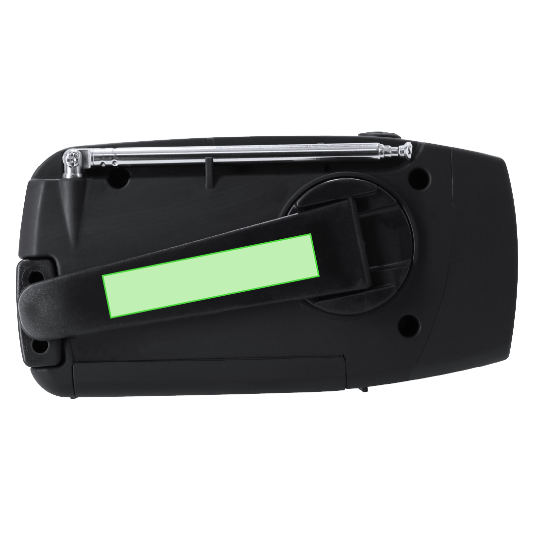 Radio multifunción de emergencia AM/FM con linterna LED, carga solar y manual y batería 2000 mAh