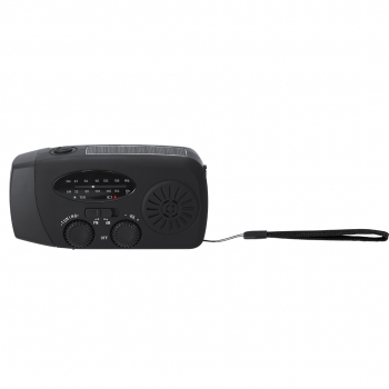 Radio multifunción de emergencia AM/FM con linterna LED, carga solar y manual y batería 2000 mAh