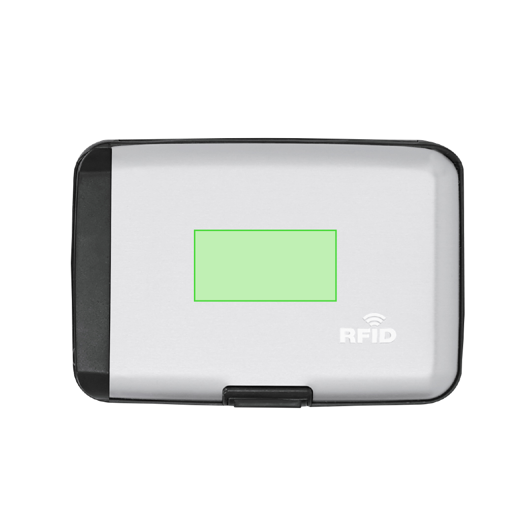 Tarjetero powerbank de aluminio de 2000 mAh con protección RFID