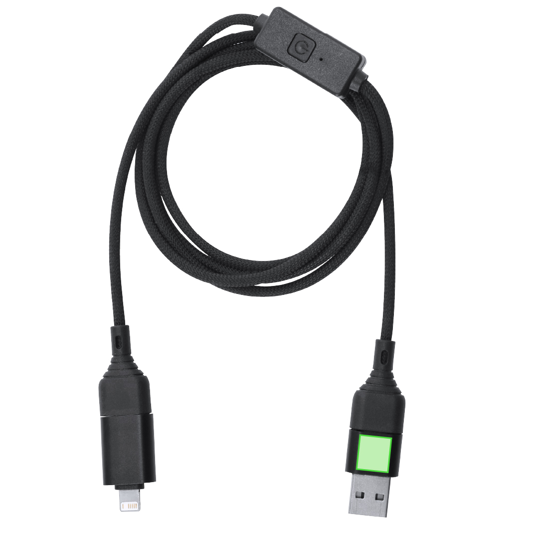 Cable anti-pirateria de aluminio reciclado y RPET con PD 60W y proteccion de datos