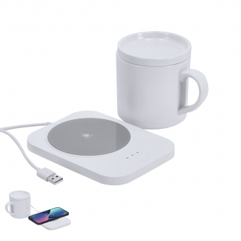 Taza de cerámica de 370ml con base calentadora y cargador inalámbrico 15W