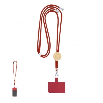 Lanyard sostenible de algodón y bambú con soporte para móvil