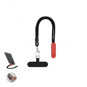 Pulsera trenzada de poliéster con soporte para móvil