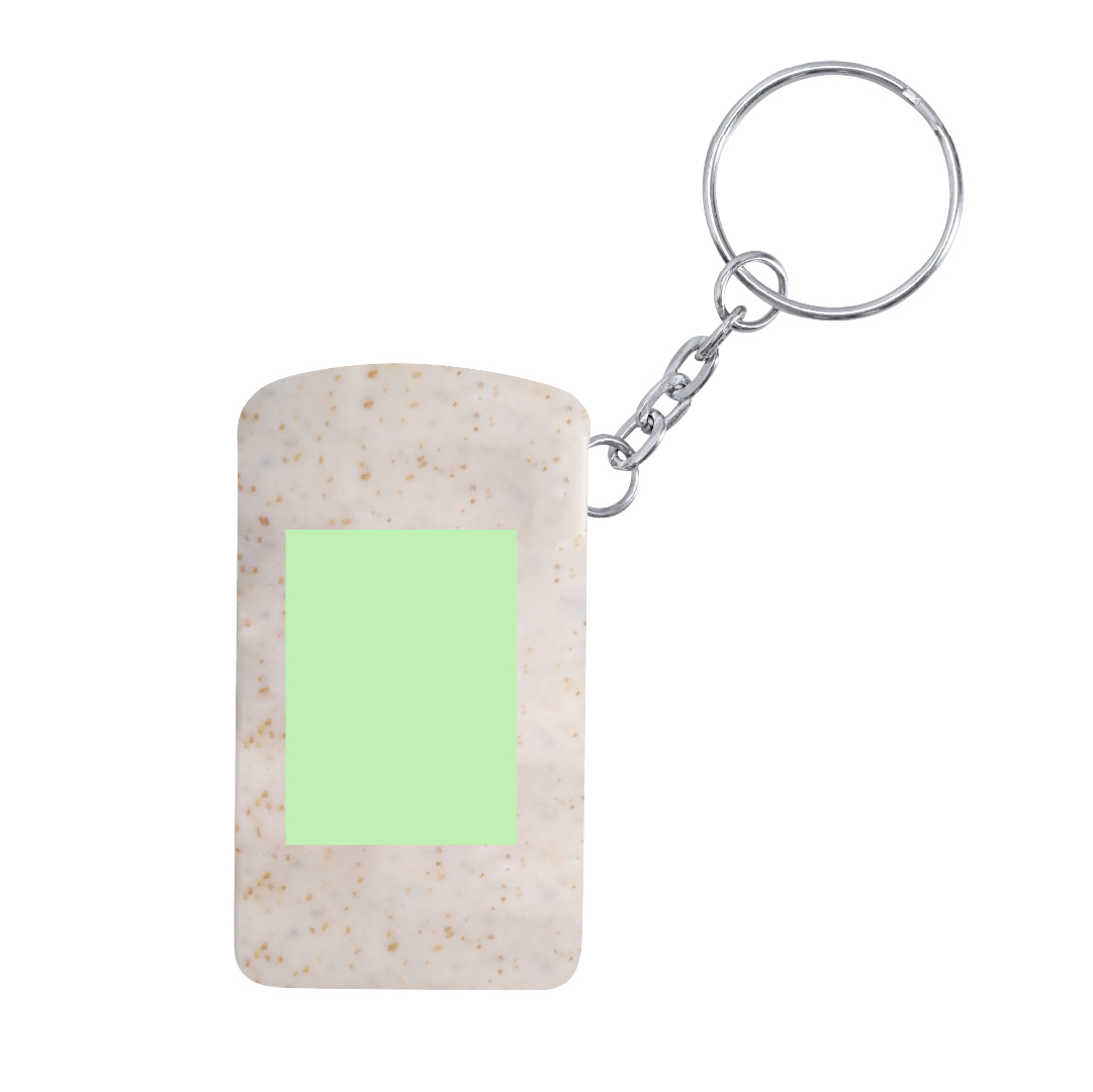 Llavero moneda de caña de trigo con soporte integrado para móvil