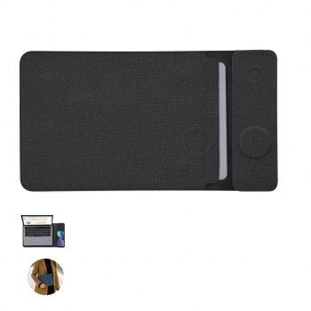 Funda multifunción de PU reciclado con cargador inalámbrico de 15W integrado