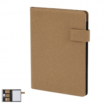 Carpeta portadocumentos de corcho ecológico con bloc de 20 hojas