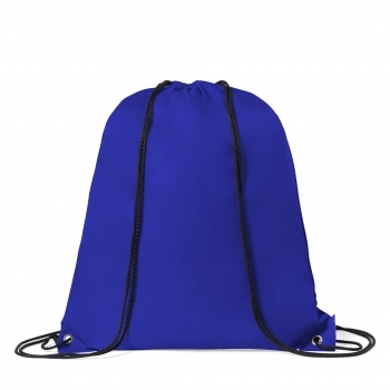 Mochila de cuerdas de poliéster 210T con esquinas en polipiel, argollas metálicas y sublimación
