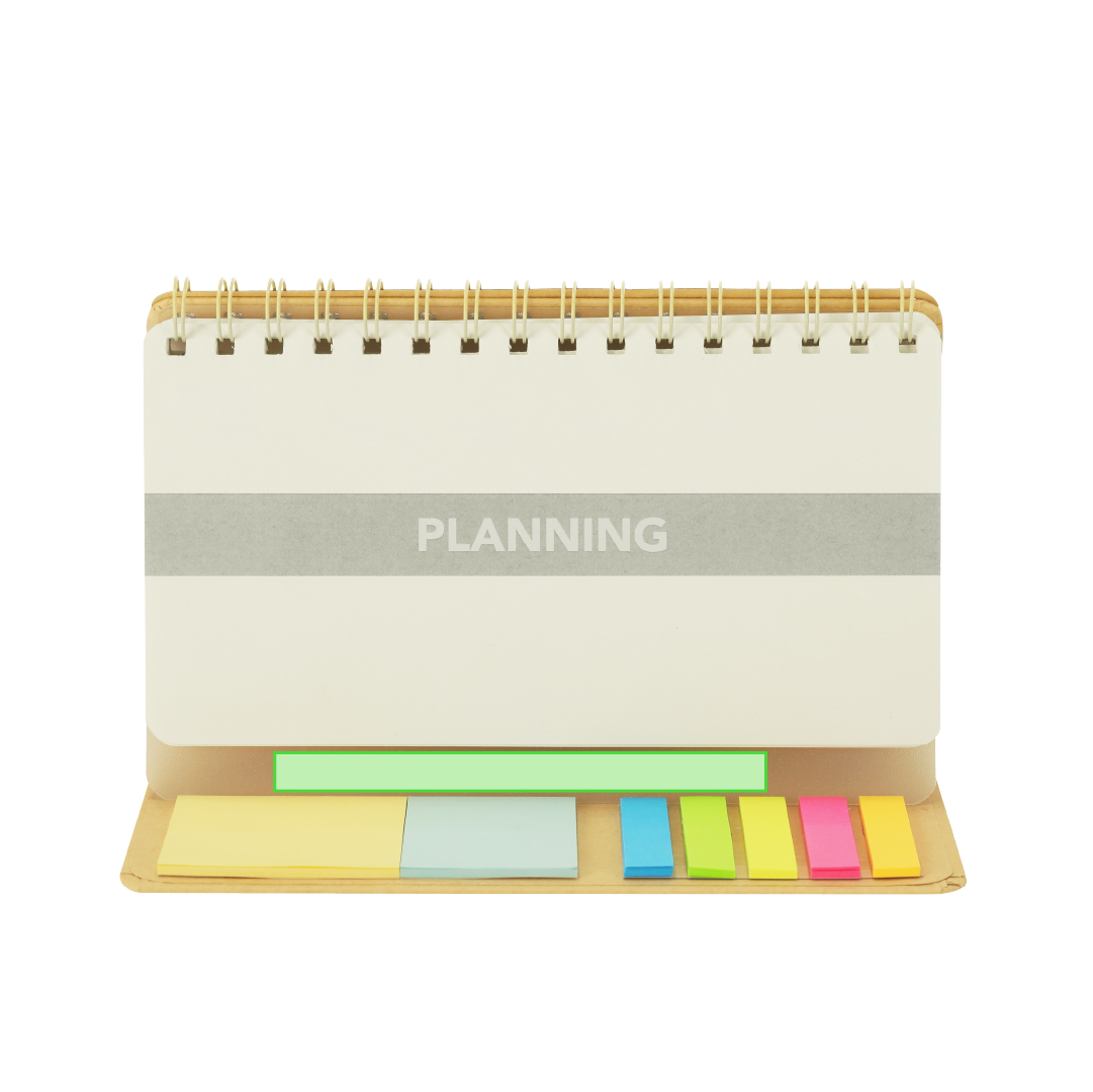 Libreta planificador de cartón reciclado con 46 hojas + 14 planning + 25 notas