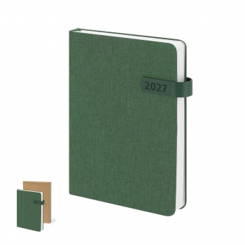 Agenda diaria de poliéster RPET 300D con página por día y caja regalo