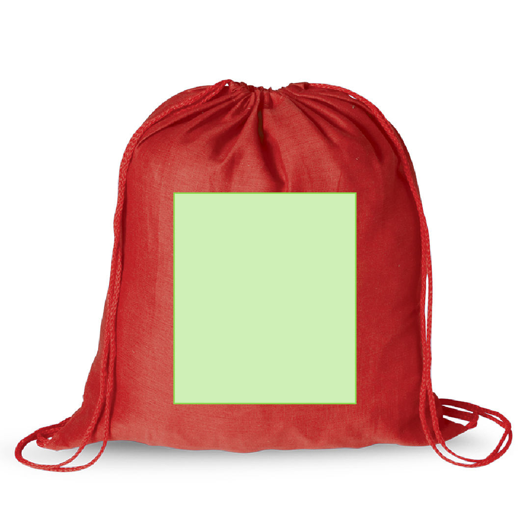 Mochila de cuerdas de algodón 100% 100 g/m² en colores alegres con cuerdas a juego