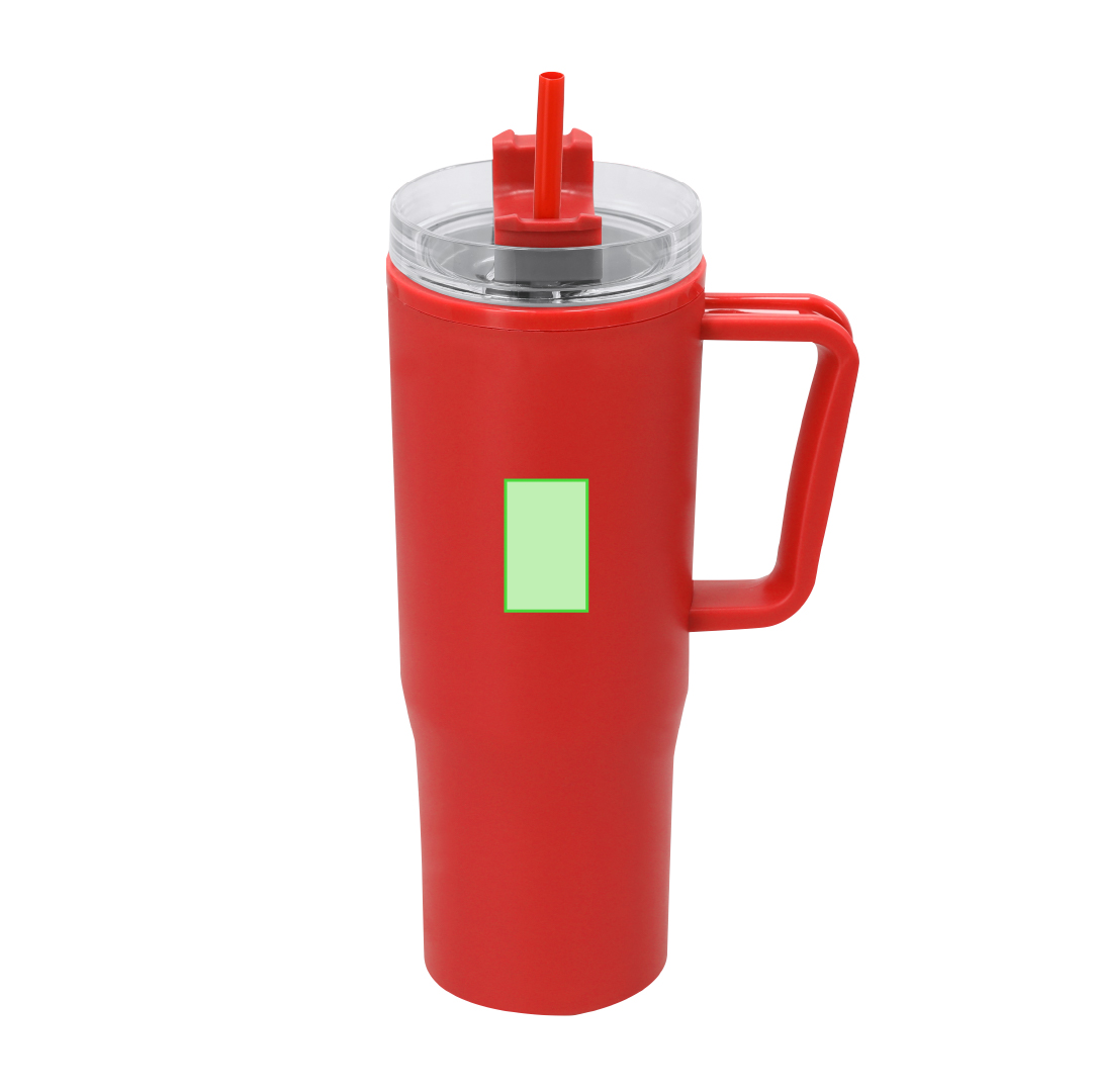 Taza térmica circular de acero reciclado y tapa PP 400 ml