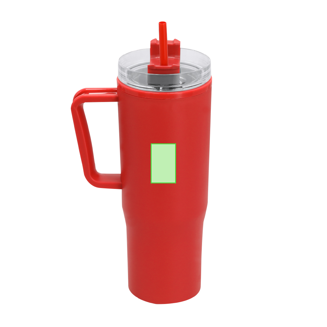 Taza térmica circular de acero reciclado y tapa PP 400 ml