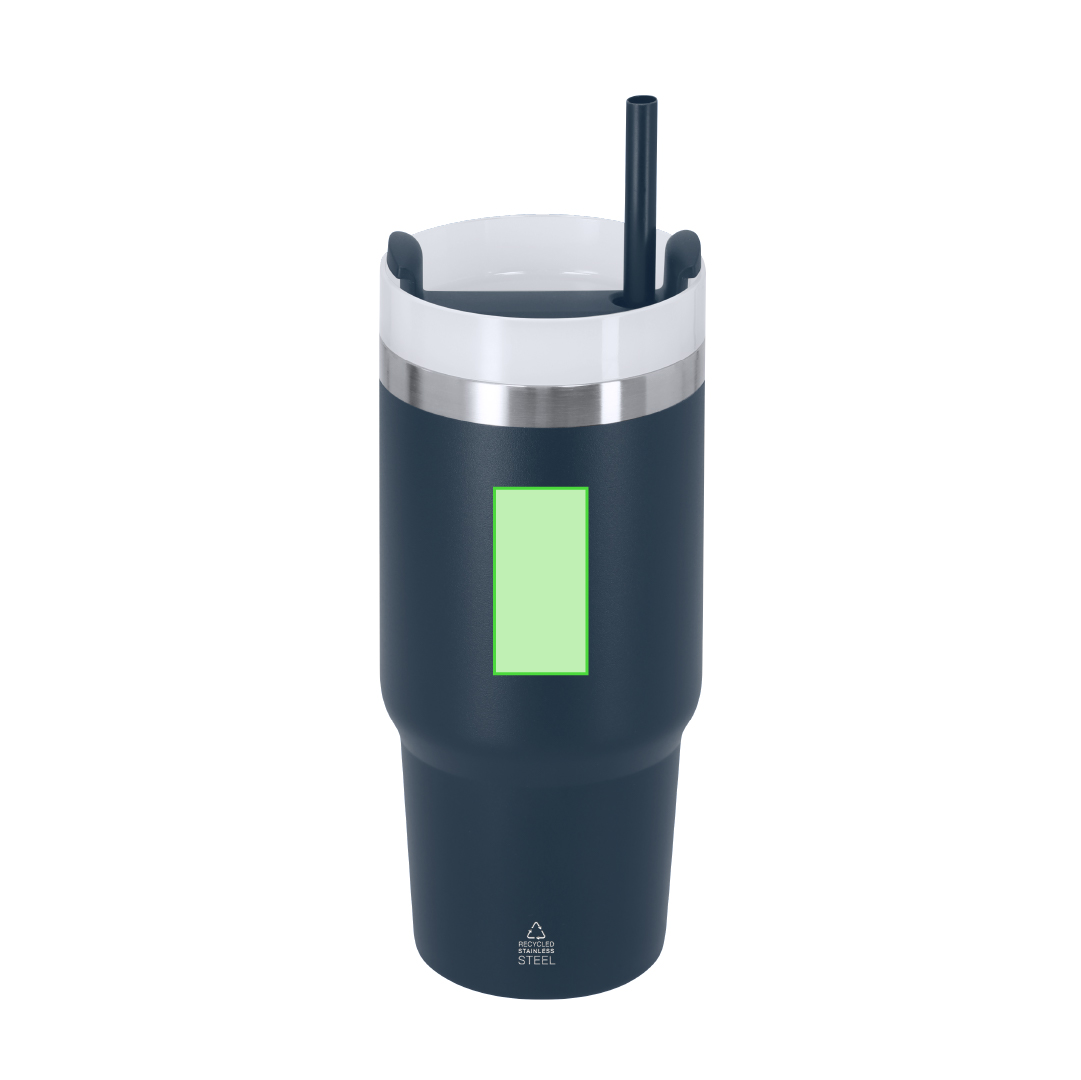 Taza térmica de acero inoxidable con tapón de bambú 350 ml