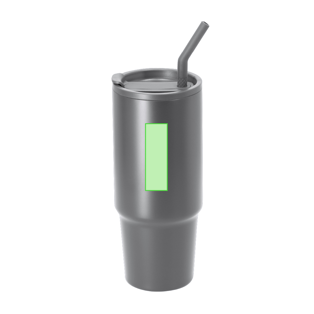 Taza térmica circular de acero reciclado con bambú 330 ml