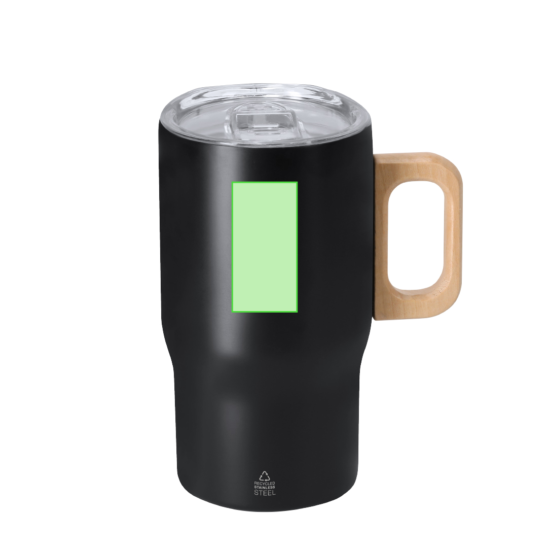 Taza térmica de acero reciclado con detalles de madera 400 ml