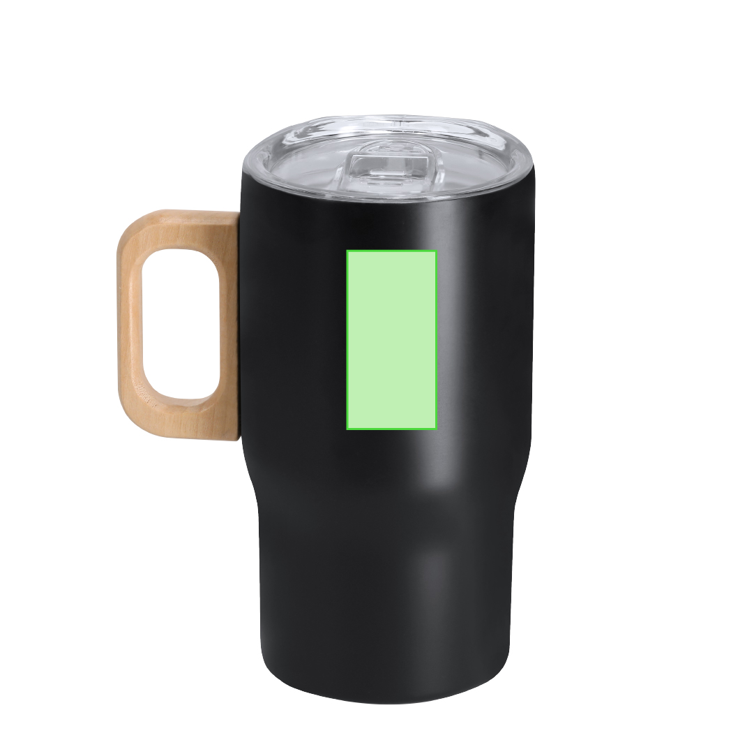 Taza térmica de acero reciclado con detalles de madera 400 ml
