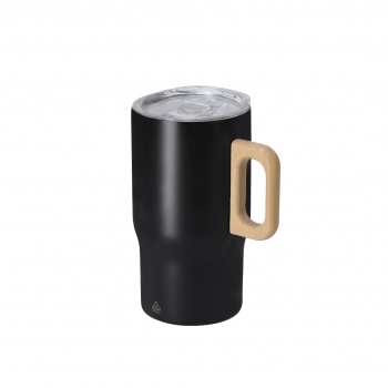 Taza térmica de acero reciclado con detalles de madera 400 ml