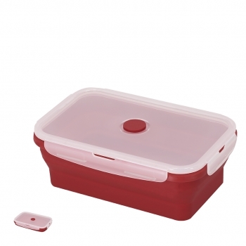 Fiambrera plegable de silicona alimentaria 1,2 L con tapa PP y cierre de seguridad
