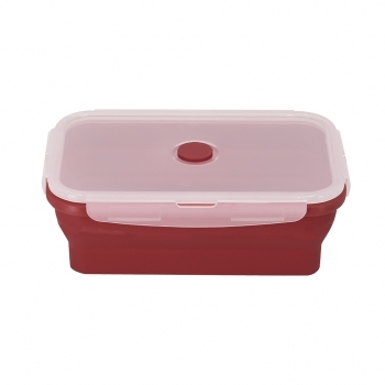 Fiambrera plegable de silicona alimentaria 1,2 L con tapa PP y cierre de seguridad