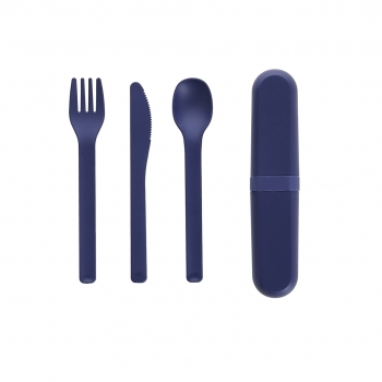 Set 3 cubiertos de PLA compostable en estuche con cierre push — la alternativa al plástico que se degrada