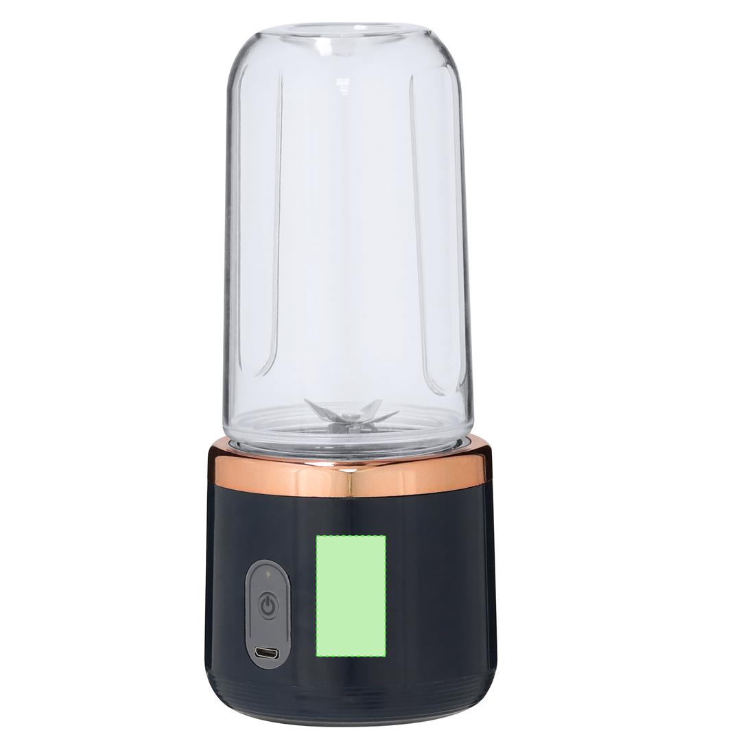 Set licuadora con 2 vasos portátiles 400 ml y 6 cuchillas — batería 1200 mAh — detalles oro rosa