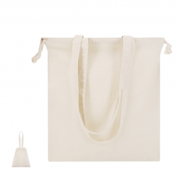 Bolsa de algodón 180 g/m² con cuerdas ajustables laterales