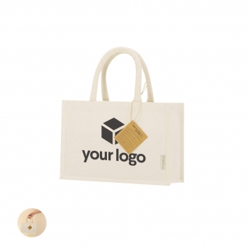 Bolsa de canvas reciclado 220 g/m² fuelle y asas redondas