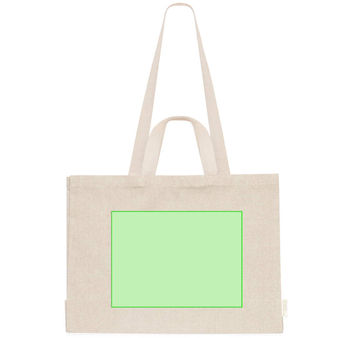 Bolsa de algodón reciclado 150 g/m² doble asa fuelle 50×36 cm