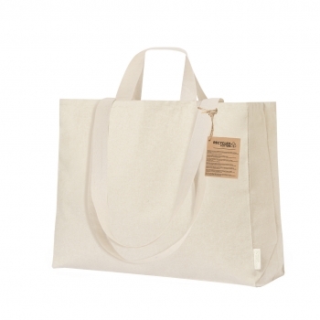 Bolsa de algodón reciclado 150 g/m² doble asa fuelle 50×36 cm