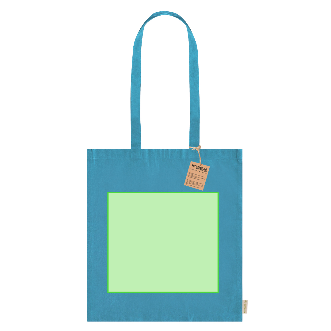 Bolsa tote de algodón reciclado RPET 140 g/m² etiqueta lateral
