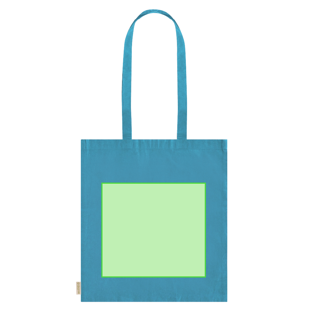 Bolsa tote de algodón reciclado RPET 140 g/m² etiqueta lateral