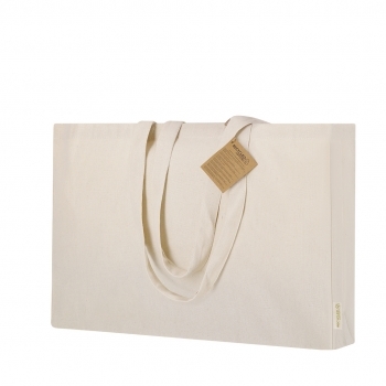 Bolsa de algodón reciclado 220 g/m² con fuelle base y laterales