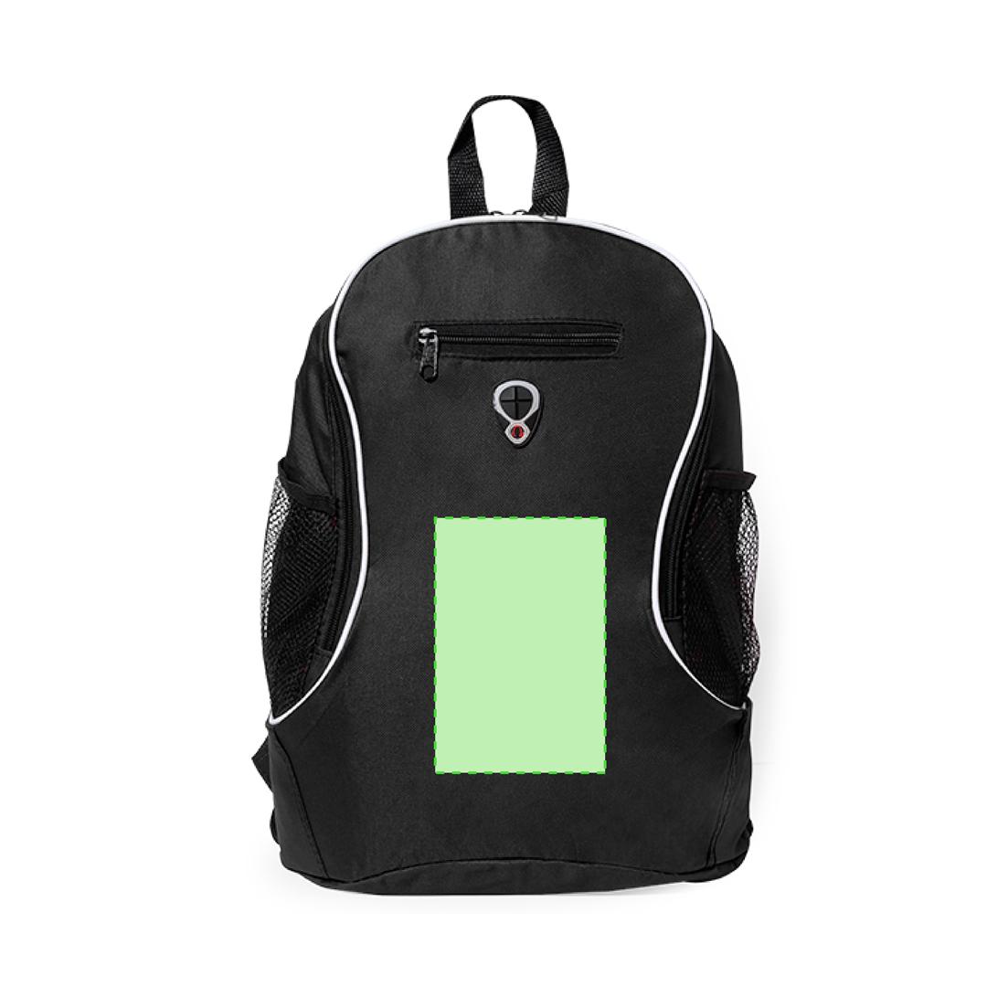 Mochila de poliéster 600D con salida de auriculares, redecilla doble y diseño en colores vivos