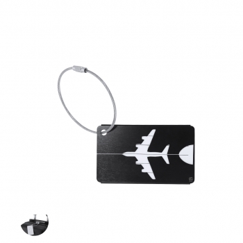 Identificador de maletas de aluminio reciclado con diseño de avión
