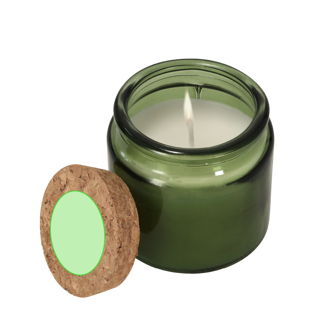 Vela aromática de cristal con tapa de corcho aroma vainilla