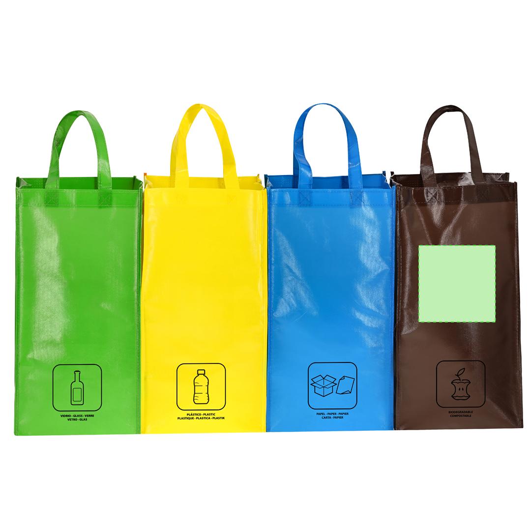 Set de bolsas reutilizables de non-woven laminado 4 bolsas