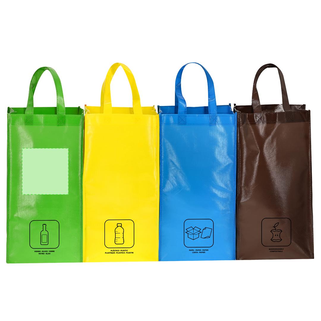 Set de bolsas reutilizables de non-woven laminado 4 bolsas