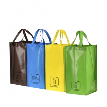 Set de bolsas reutilizables de non-woven laminado 4 bolsas