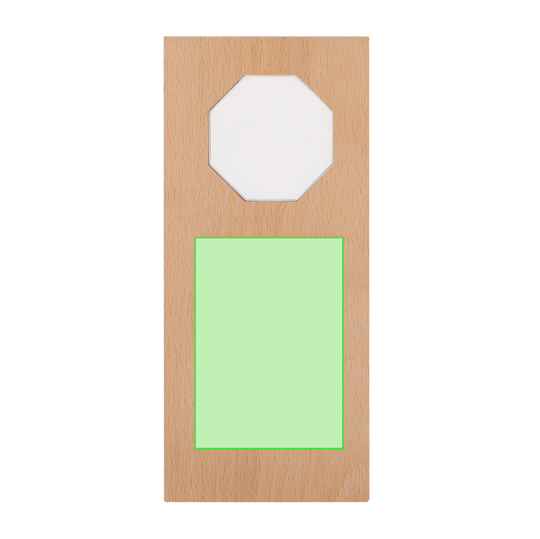 Placa trofeo de madera con cristal octogonal central grabable 10×22 cm 560 g