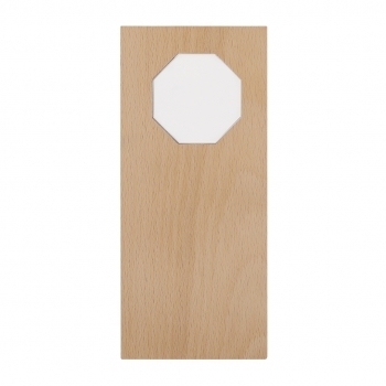 Placa trofeo de madera con cristal octogonal central grabable 10×22 cm 560 g