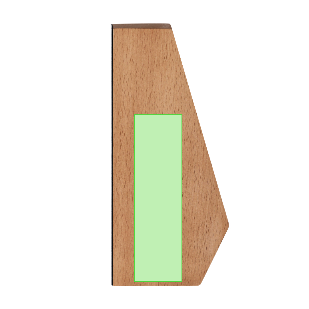 Placa trofeo de aluminio reciclado certificado con base de madera 10×22 cm